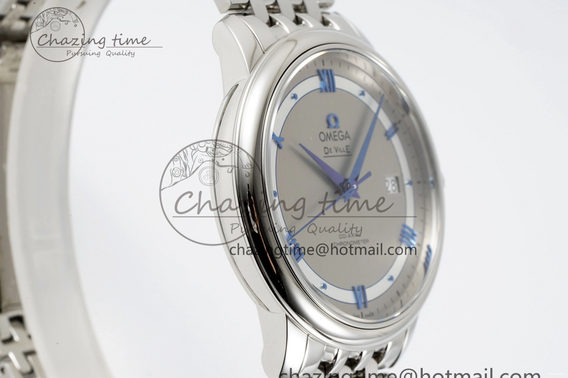 0506 FlexibleFit De Ville SS TWF 1:1 Best Edition Gray Dial Blue Markers on SS Bracelet MIYOTA 7843